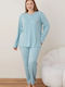 Lindros Winter Damen Pyjama-Set Mint