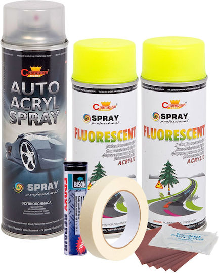 Kit complet de vopsire pentru reparații jante în culoare galben fluorescent V2