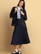 Langärmelig Damen Denim Hemd Blue