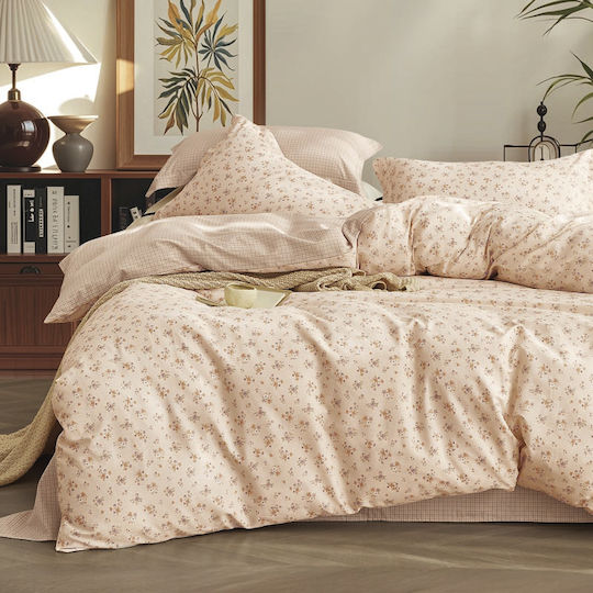 Epavlis Homeware Σετ Υπέρδιπλο 4τμχ 160x200+25εκ. με Λάστιχο Μπεζ