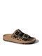 Leather Women's Flat Sandals Anatomic Leopardo Velvet