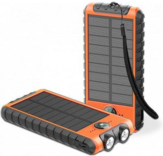 BigBen Connected Ηλιακό Power Bank 10000mAh με 2 Θύρες USB-A και Θύρα USB-C Πορτοκαλί