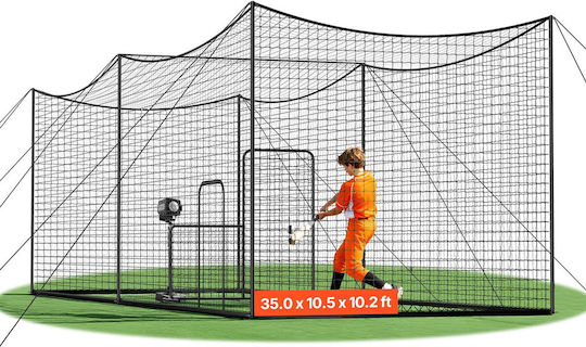Baseball Cage Vevor 10668 X 3200 X 3100mm Free Portable Baseball Cage Batting Cages 45-Mesh Bound Hdpe & Long Mounting Ropes Batting Cage Net Indoor Outdoor Space