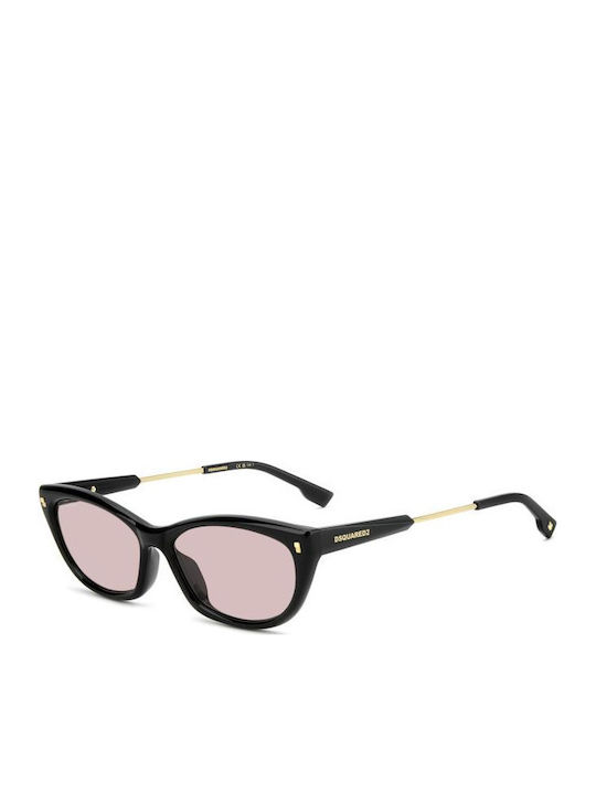 Dsquared2 Unisex Sunglasses with Black Horn-Rimmed Frame and Black Lens D2 0209 G S 3H2 U1