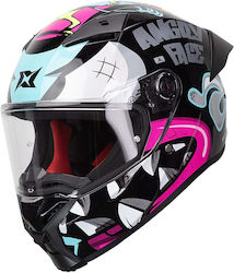 Axxis Fenix Volles Gesicht DOT / ECE 22.06 Angry Face B8 Black/Blue/Pink Gloss