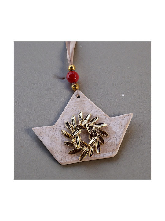 Artifact Hanging Handmade Ecru Wall Decor Made of Ceramic Material 15.5x11.5cm CERAMIC-20A