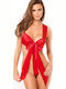 Women Sexy Red Bow Lingerie Bodysuit