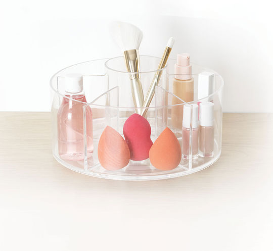5Five Drehbarer Kosmetikorganisator mit 6 Fächern Transparent 12,8x23x23cm
