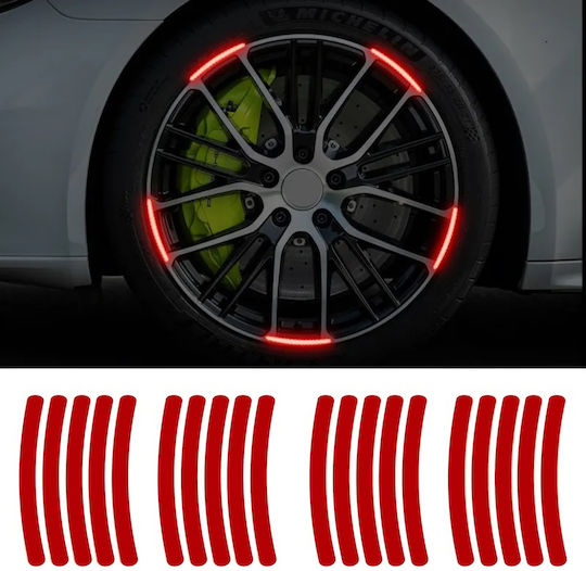 Комплект 20 Отразителни Елемента "Wheel Arch" За Автомобили Велосипеди Мотоциклети АТВ Скутери Цвят Червен