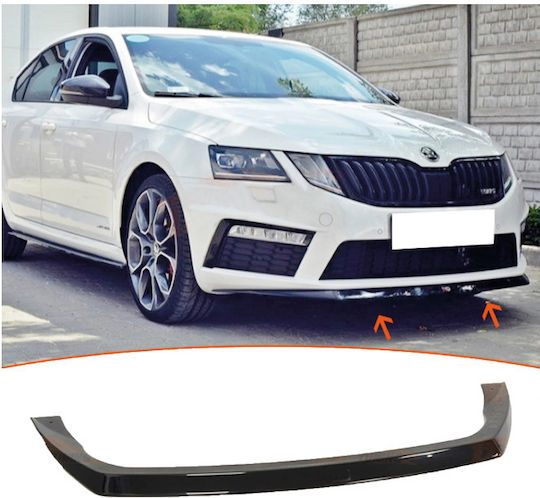 Lip Spoiler Black Plastic Glossy Skoda Octavia Vrs Mk3 2013-2016
