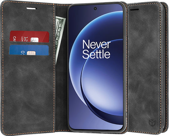 Techsuit Confy Cover Buch Synthetisches Leder Schwarz (OnePlus 15R)