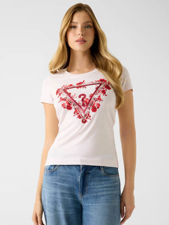 Guess Triangle T-Shirt Ροζ