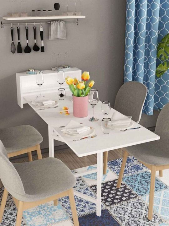 Wall-Mounted Collapsible White Dining Room Table Storage 148x64 Wall-Mounted Wooden Collapsible Dining Room Table Storage