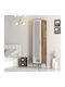 Narrow Wardrobe 1 Door with Mirror Interior Organization Walnut White 40×47.5×201.4 cm