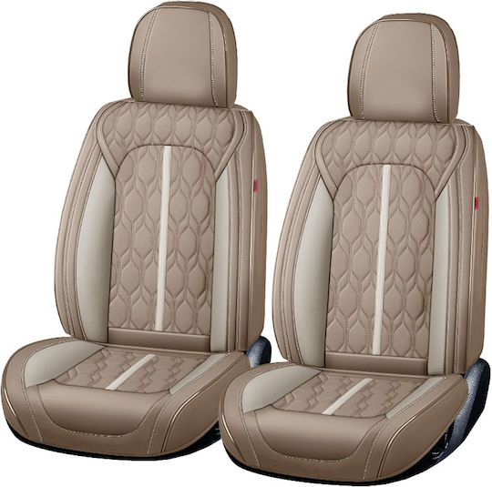 Premium Autositzbezüge 5 Sitze Deluxe Perforiertes Eco Leder Hellbraun Creme