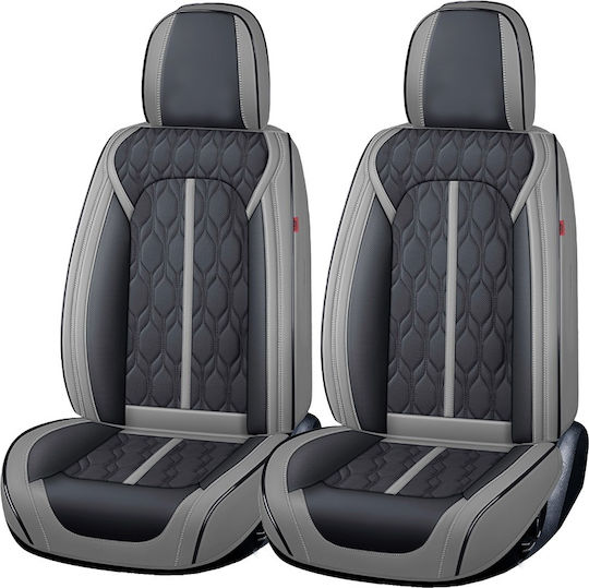 Premium Car Seat Covers 5 Seats Deluxe Perforated Eco Leather Gray Black