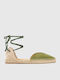 Satin Pointy Ballerinas Green