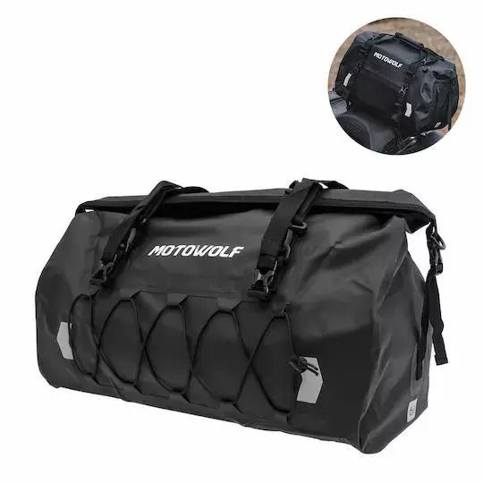 Motowolf Mb4gy66l Σάκος Ουράς Μοτοσυκλέτας Αδιάβροχος 66lt σε Μαύρο Χρώμα