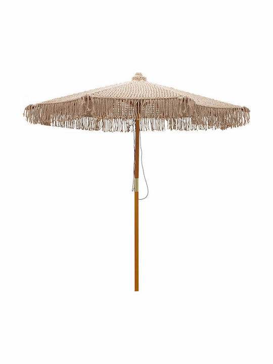 Professional Umbrella Floor Round Wooden Beige D2.5m