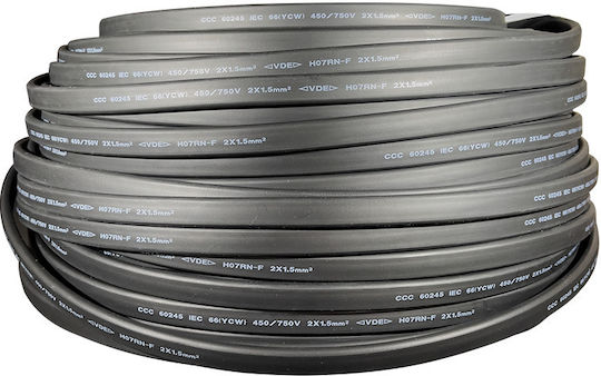 2918 2918 H07rn-f Flat Garland Cable 2x1.5mm² Black Pack Of 100 Pieces