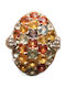 Silver Ring Natural Sapphires Topazes 925 Size 12