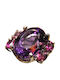 Artistic Silver Ring Natural Amethyst Garnets Size 16