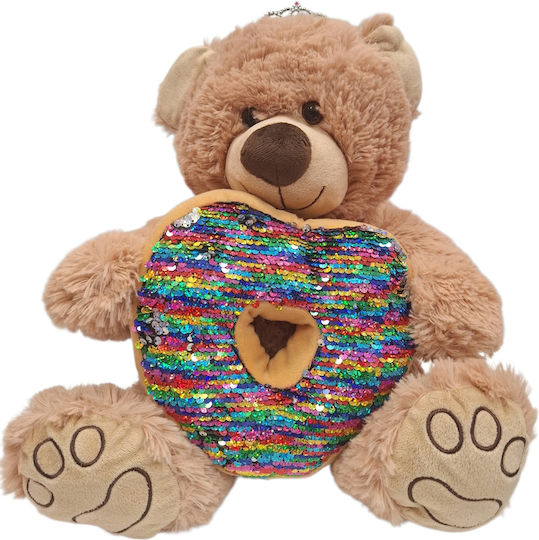 Plush Teddy Bear Crown Heart Sequins 37cm