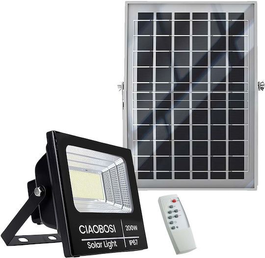 Avizar Proiector Led Solar 200w Ip67 Panou Solar Separat Telecomanda Negru Transparent
