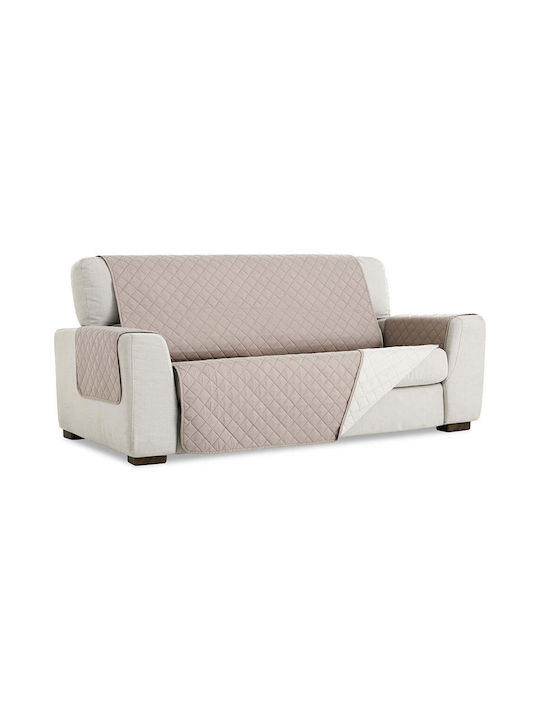 Sofazip Elastische Abdeckung für Fünfsitzer-Sofa Cappuccino - Ivory 240εκ. 1Stück SZMATCAIV