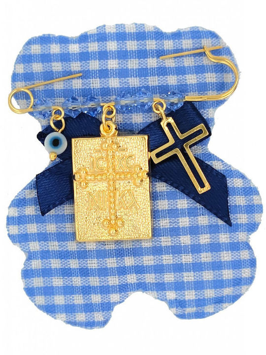 Mertzios.gr Child Safety Pin Talisman made of Silver with Constantinato