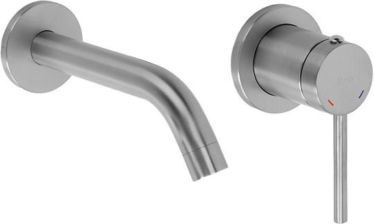 Rea Clif Set Mischer & Auslauf für Wandmontage für für Waschbecken Silber