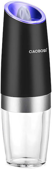 Avizar Electric Gravity Mill Pepper Salt Ceramic Mechanism Transparent Black