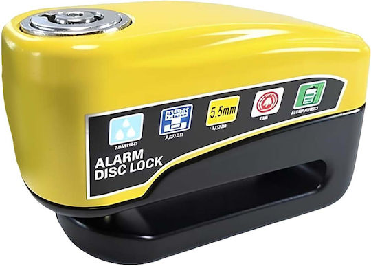 Avizar Aluminium Scheibenbremse Schloss 110 Db Alarm Fahrräder Motorräder Schwarz Gelb