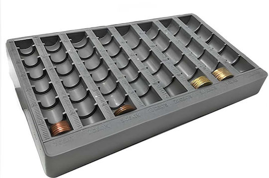Avizar Compartmentalized Plastic Money Tray Cash Organization Grey