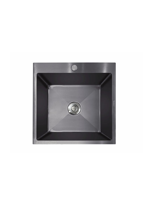 Sanitec Vessel Kitchen Sink Inox Satin Finish L50xW50cm Black