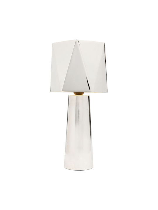 Kare Design Metall Tischlampe mit Silber Schirm und Basis