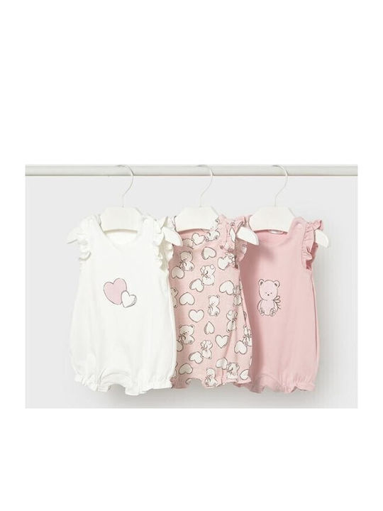 Mayoral Baby Bodysuit Set Pink 3pcs