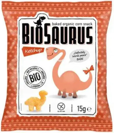 Gustări Tip Dinozaur cu Ketchup Fără Gluten 15g Mclloyds Bio