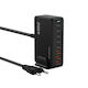 Wozinsky Charging Stand GaN with 3 USB-A Ports and 5 USB-C Ports 240W Power Delivery / Quick Charge 4.0 in Black color (WSL-240)