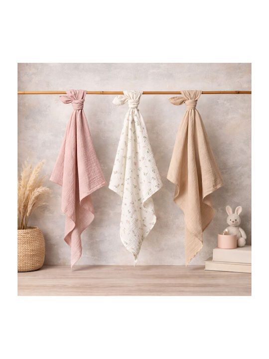Babyono Muslin Swaddle Wraps 70x70cm. 3pcs