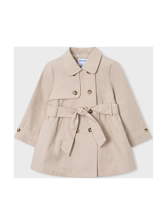 Kids Long Trench Coat Beige