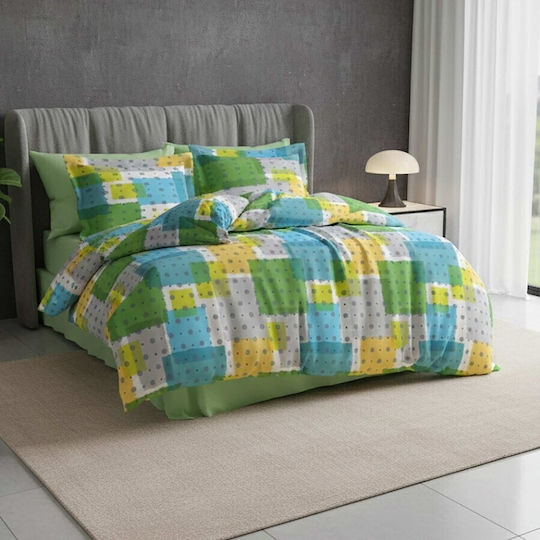 Pucioasa Σετ Σεντόνια Υπέρδιπλα 240x270εκ. Colored Squares (4τμχ)