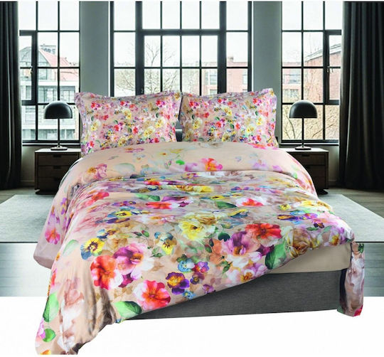 Makis Tselios Home Σετ Κουβερλί Υπέρδιπλο Βαμβακοσατέν Bloom 240x250cm 3τμχ