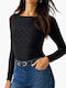 Women's Blouse with Straps Checked Black