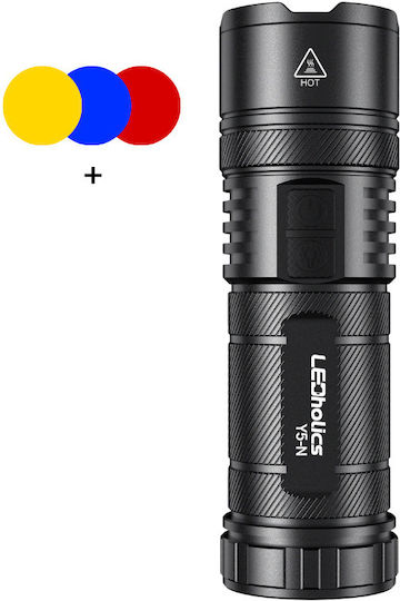 Ledholics Rechargeable Flashlight LED with Maximum Brightness 800lm Red