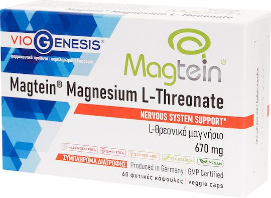 Viogenesis Magtein Magnesium L-Threonate 670mg 60 Vegetable Capsules