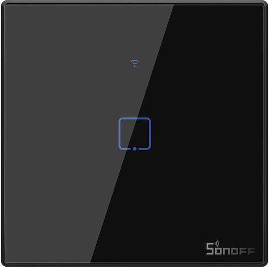 Sonoff T3 Eu Tx 1c Διακόπτης Τοίχου Αφής Wi-Fi Μονός με Πλαίσιο Μαύρος