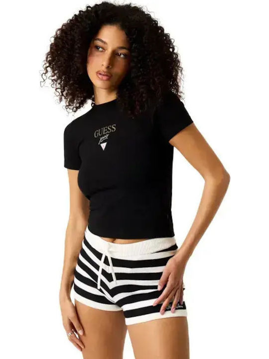 Damen Crop T-Shirt Schwarz