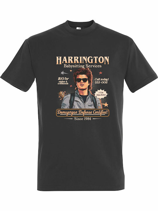 Unisex T-shirt Babysitter Harrington Fremde Dinge Dunkelgrau