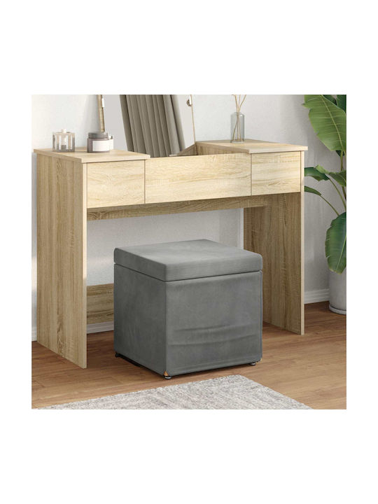 Stool For Kitchen Upholstered with Velvet Dark Grey 41x41x40cm
